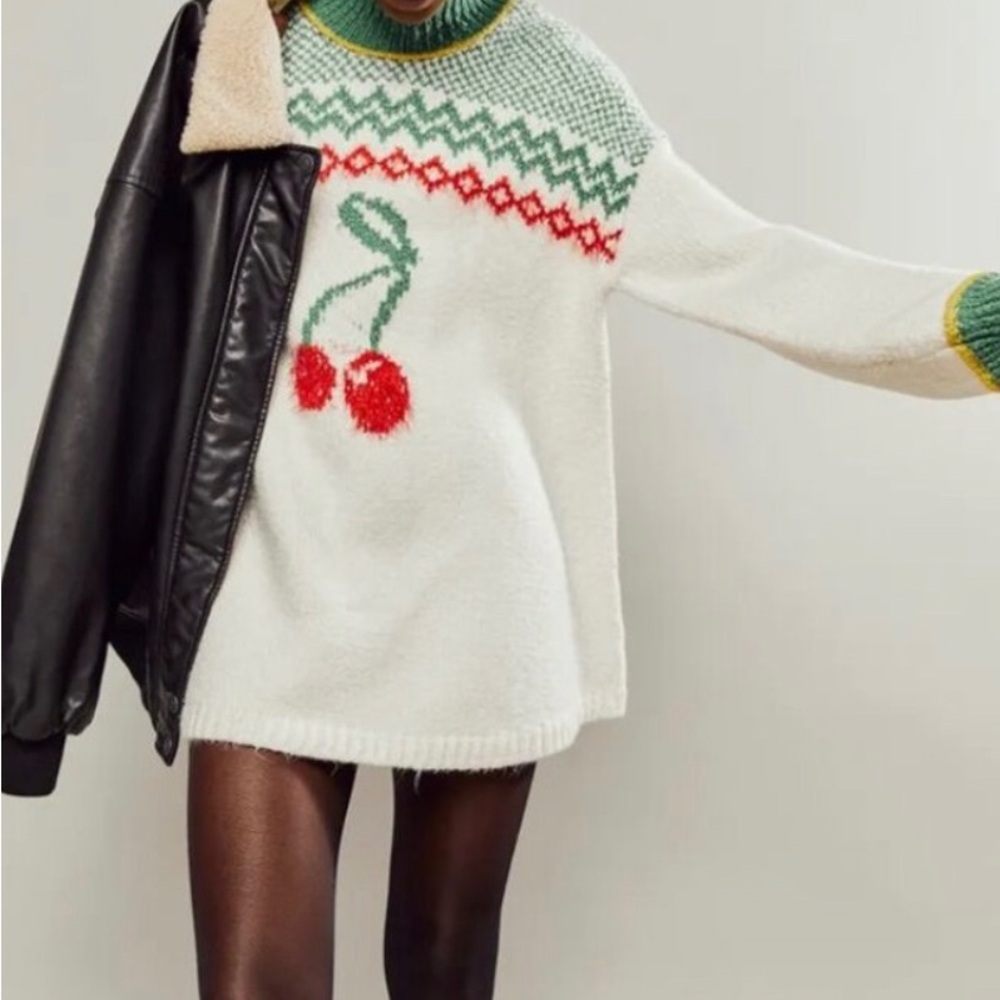RARE Free People Cherry Sweater Dress